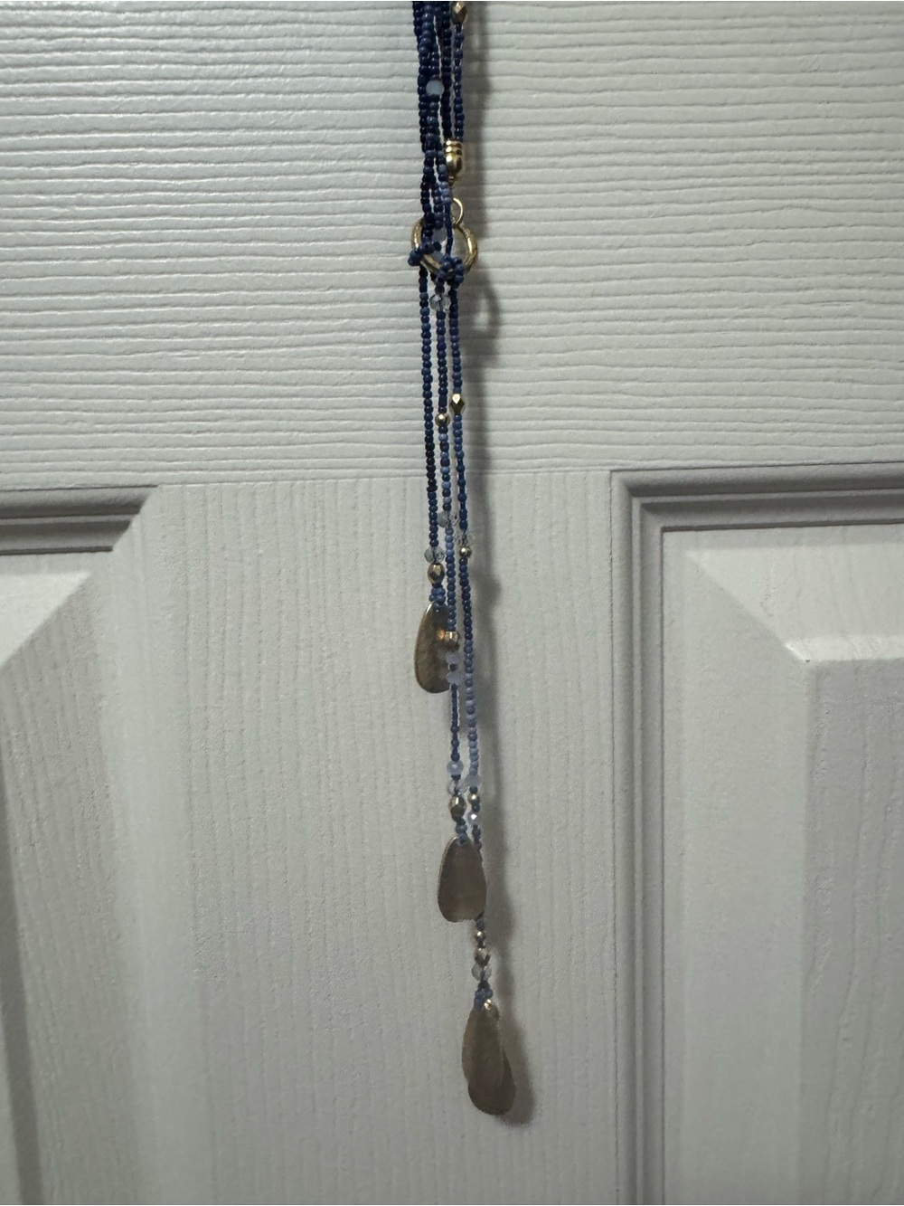 J. Jill Blue Beaded Necklace with Gold Teardrop Charms